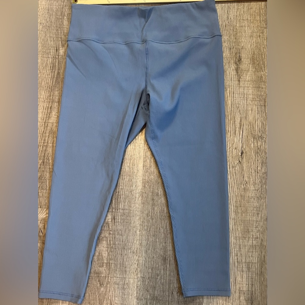 Athleta Women's Active Tights Elation Rib Light Blue Size 2x High Waist NWOT
